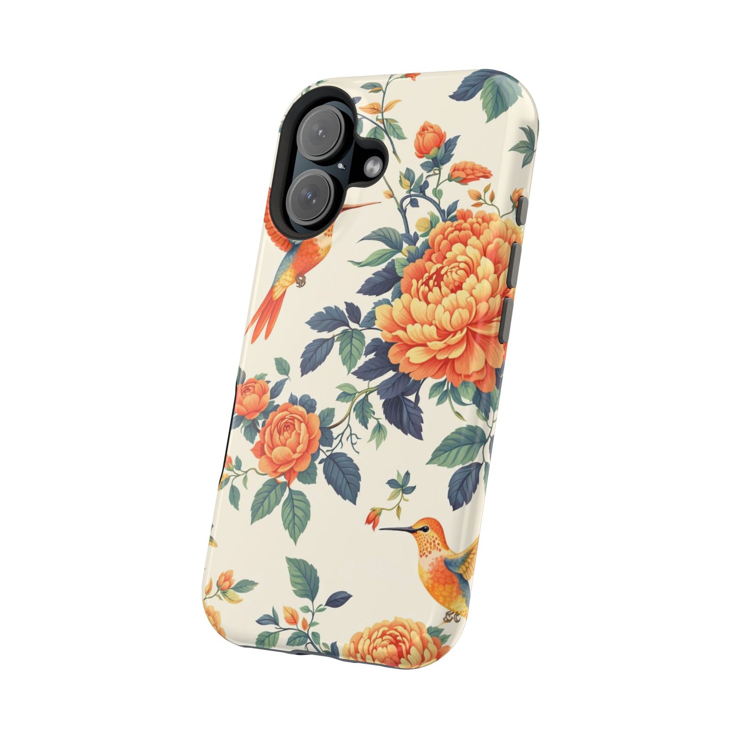 Floral Hummingbird Magnetic Phone Case — Impact-Resistant Protective Cover