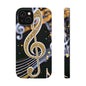 Music Notes Magnetic Impact-Resistant Phone Case — Gold Treble Clef Design