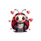 Cute Ladybug Sticker — Lovable Cartoon Kiss-Cut Decal with Hearts