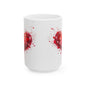 Heart Blossom Ceramic Mug — Red Floral Heart Coffee Cup (11oz, 15oz)
