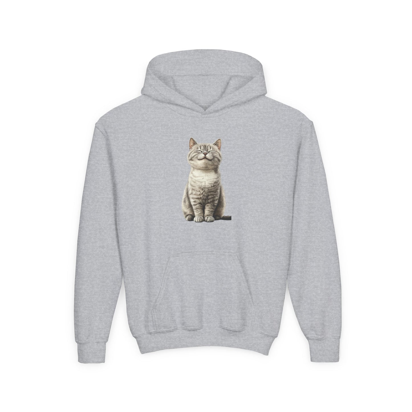Kids Cat Hoodie – Cute Sitting Kitten Youth Hooded Sweatshirt
