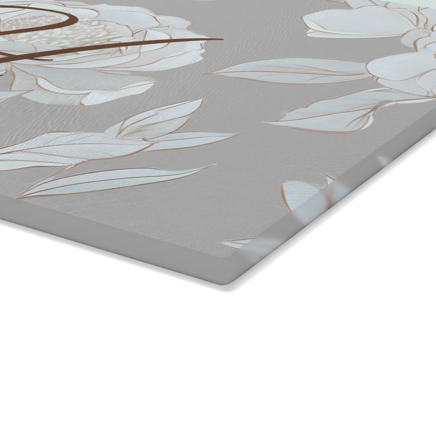 Personalized Floral Glass Cutting Board with Initials Letter H