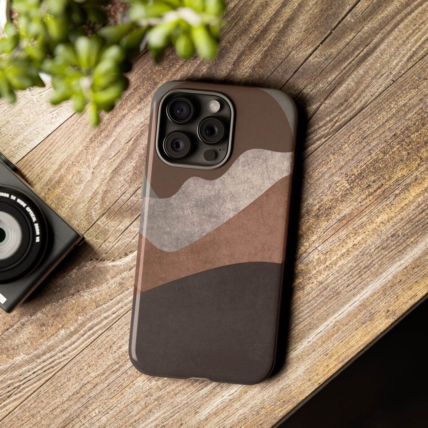 Abstract Earthtone Phone Case — Brown Layered Rugged Tough Case