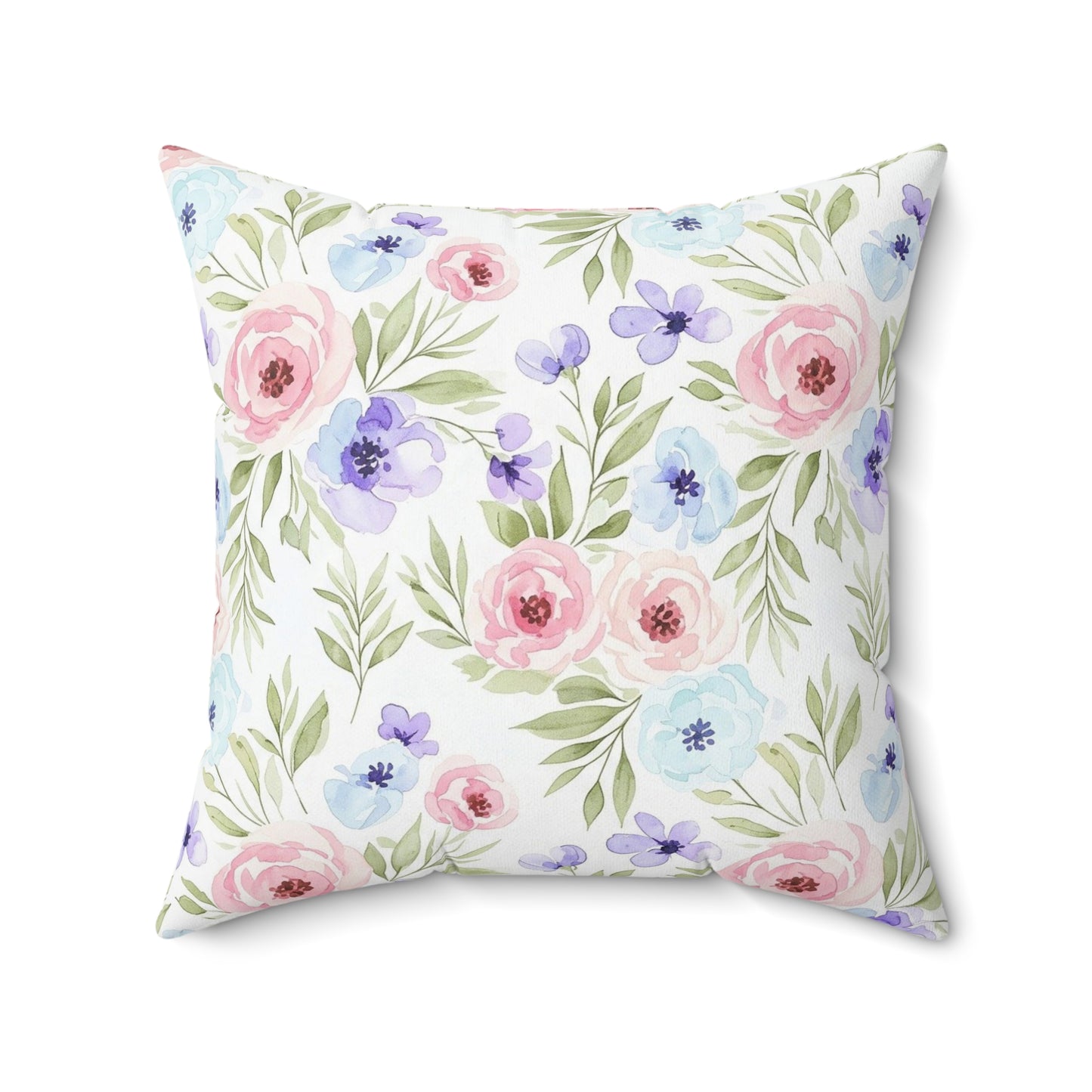 Spun Polyester Square Pillow - Flowers