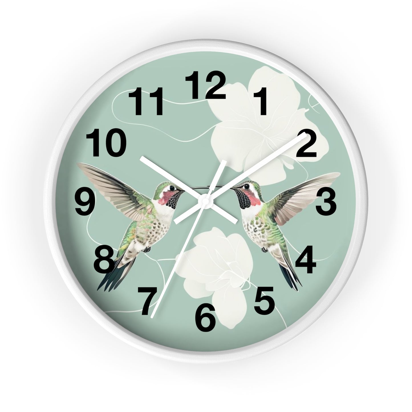 Hummingbird Floral Wall Clock | Mint Bird Clock