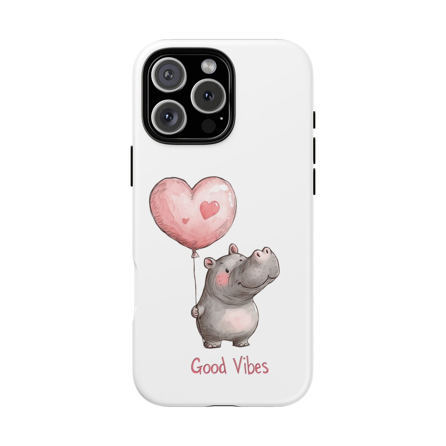 Cute Hippo Phone Case - Good Vibes Design, Animal Lover Gift, Fun Accessory, Birthday Present, Phone Accessories