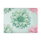 Glass Cutting Board — Pastel Succulent Floral Design (Mint & Pink)