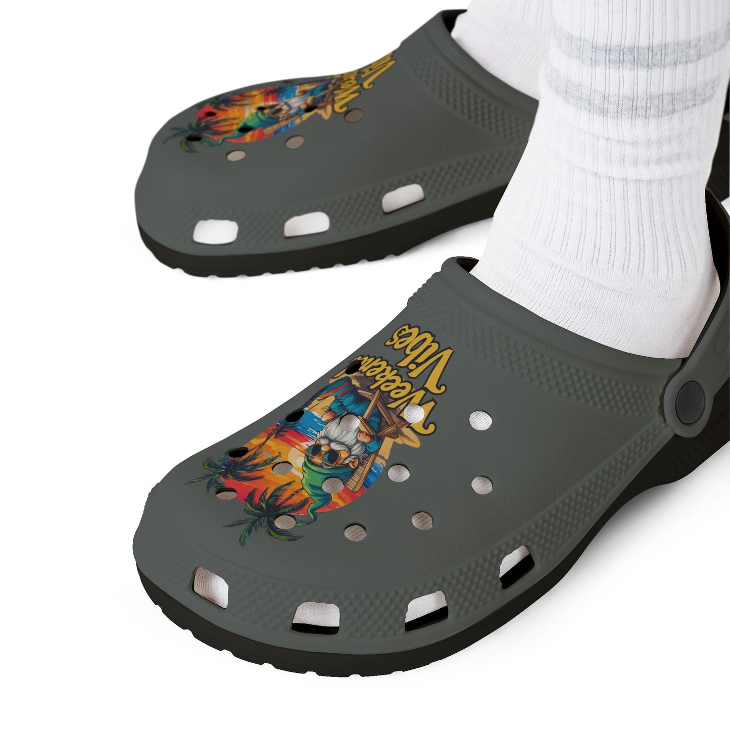 Weekend Vibes EVA Clogs — Tropical Beach Graphic Foam Shoes
