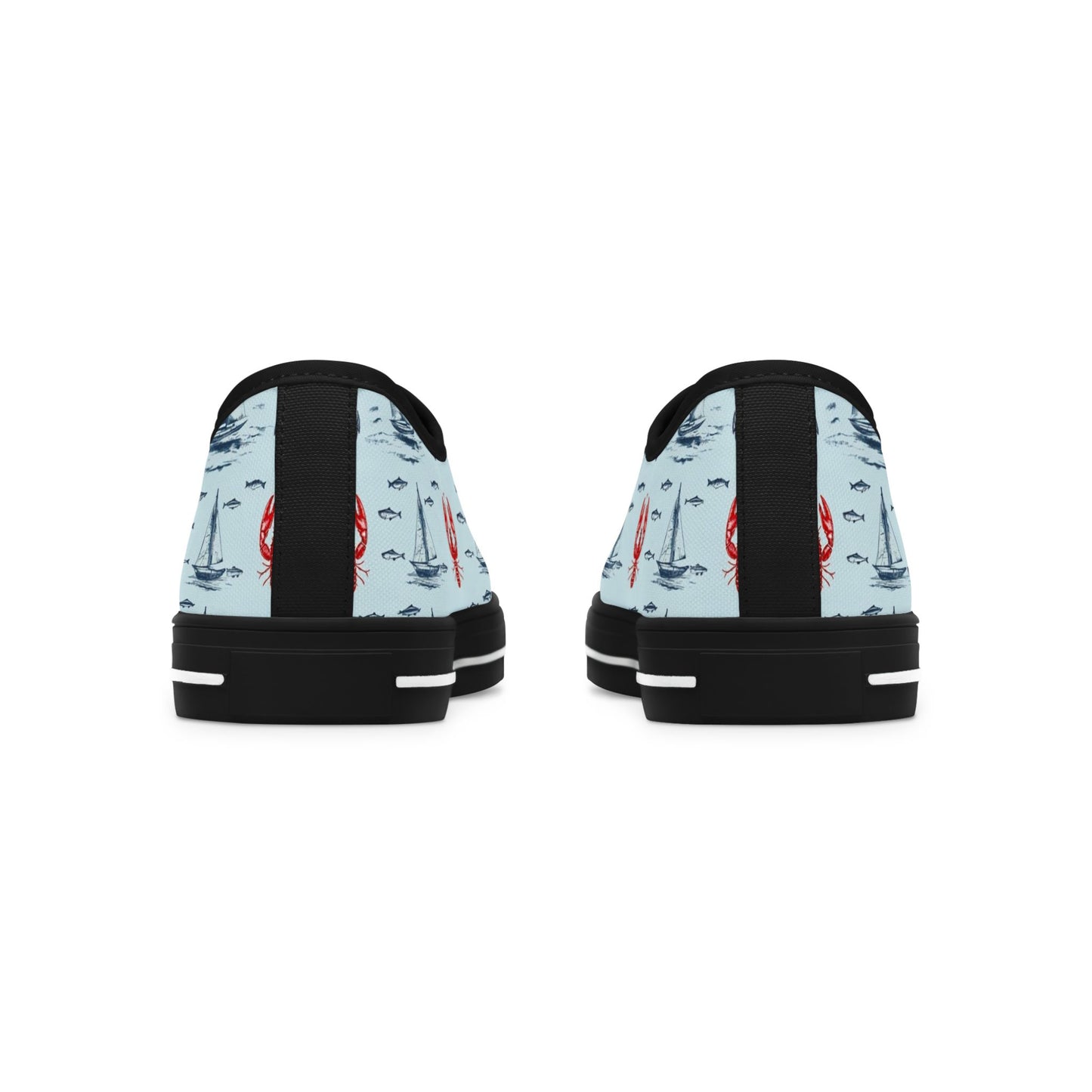 Lobster Nautical Low-Top Sneakers —  Coastal Sailboat Print