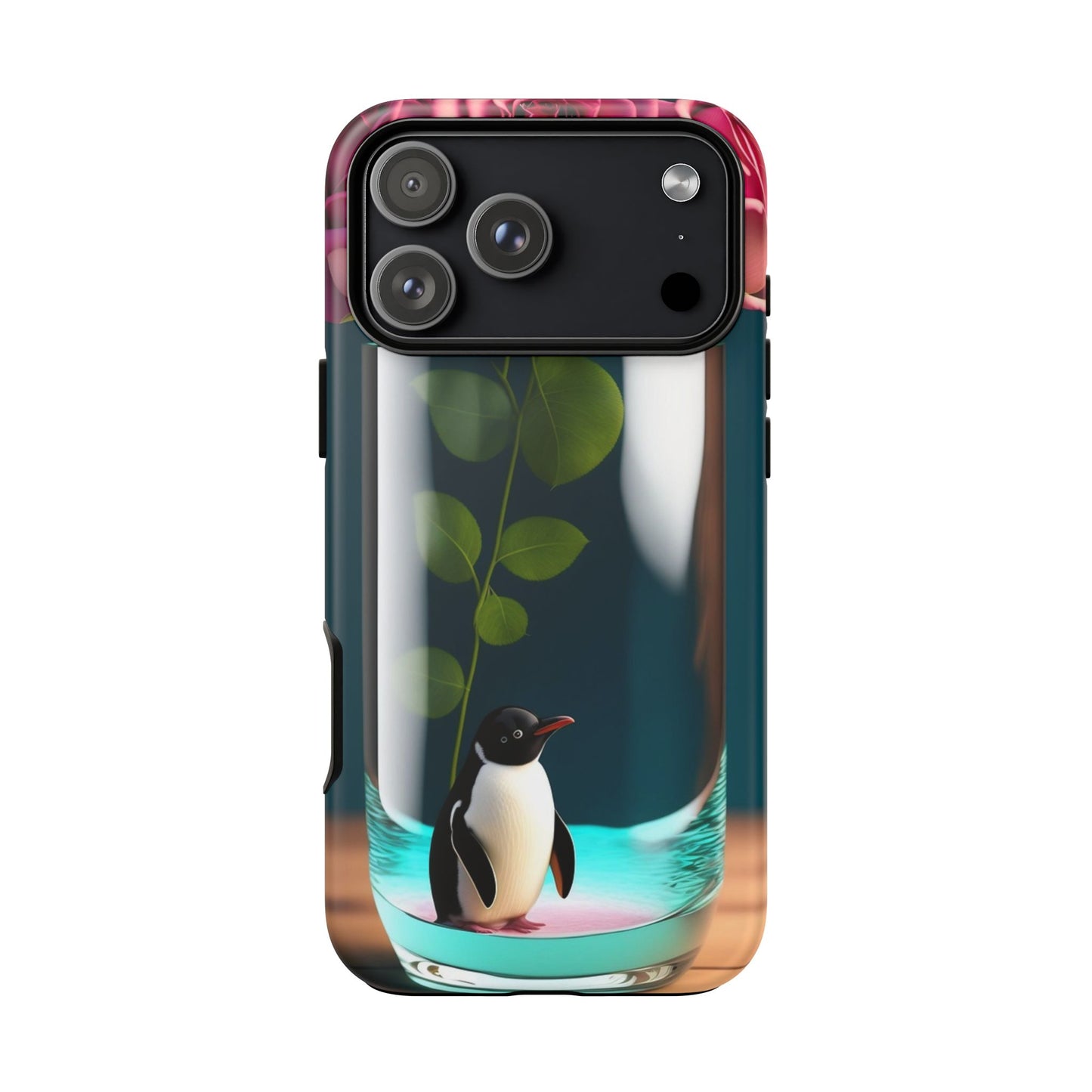 Penguin in a Glass Floral Tough Phone Case — Cute Protective Phone Cover