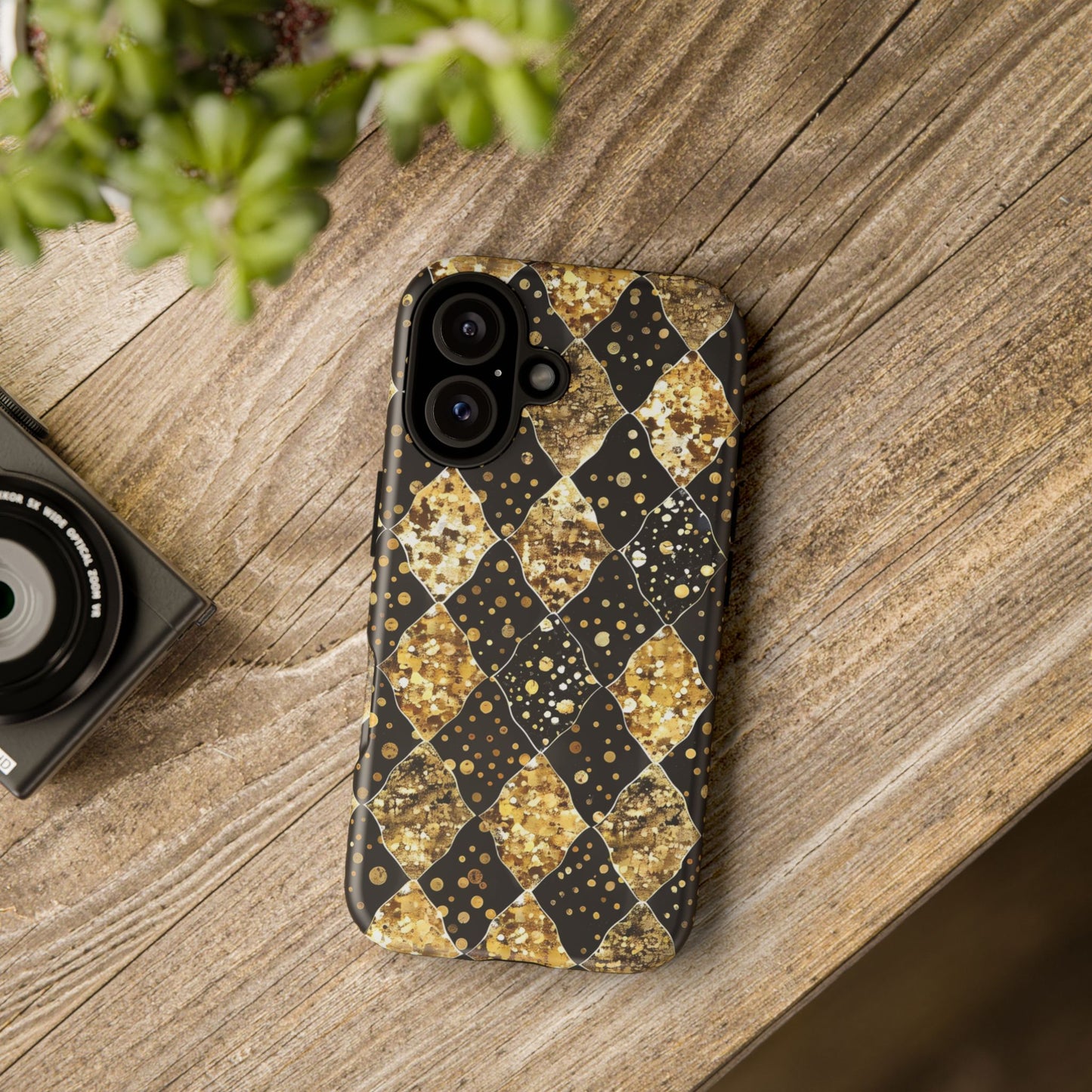 Elegant Gold & Black Phone Case for Tough Protection