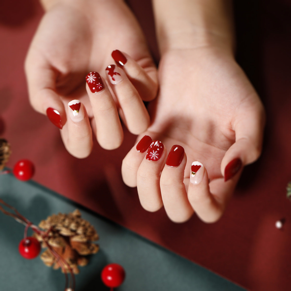 Art Finished Christmas Series Flat Nail False Nail 365nails – Image 3