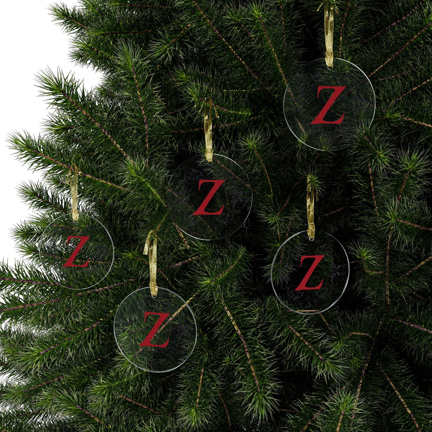 Monogram 'Z' Acrylic Ornament — Elegant Floral Initial Holiday Decoration