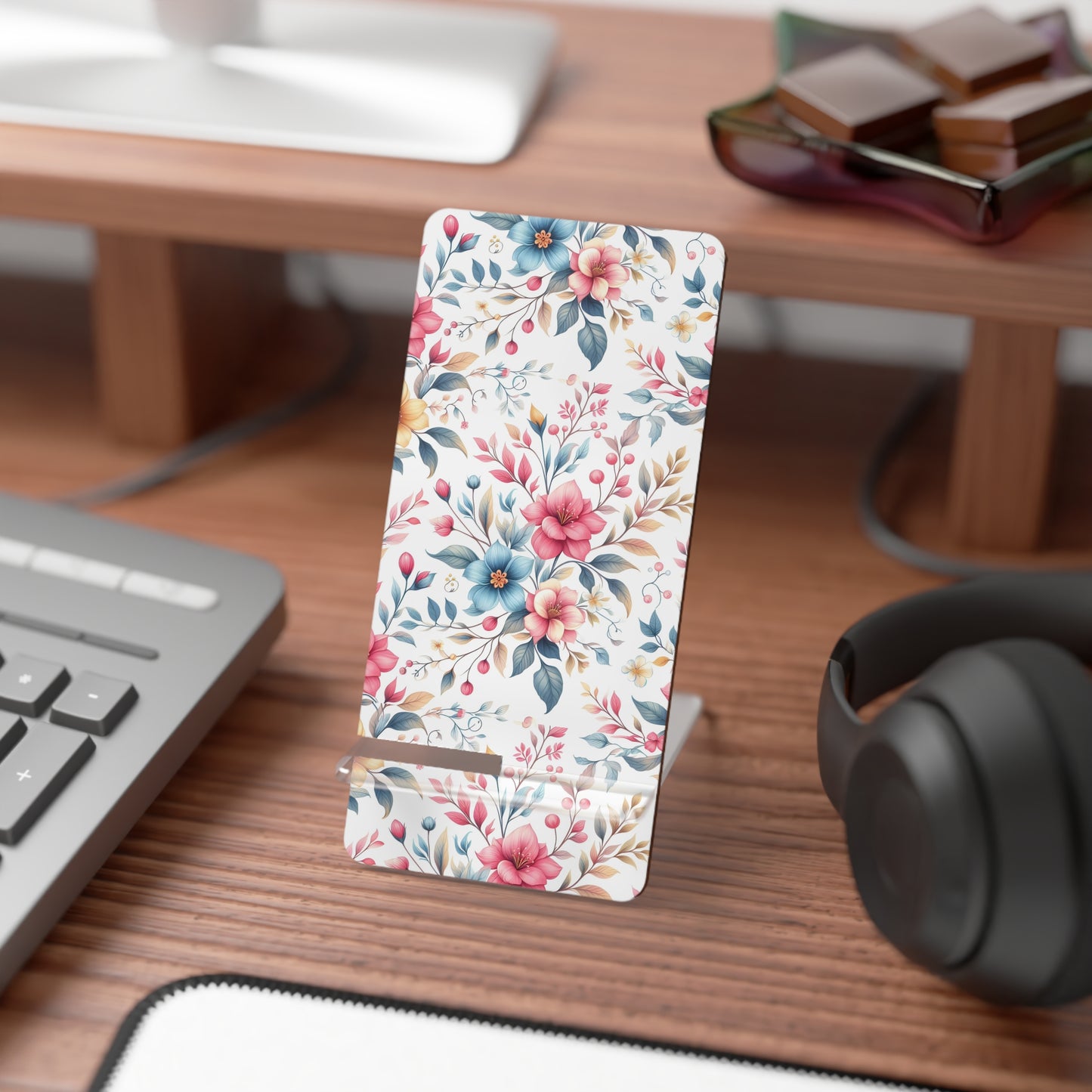 Floral Mobile Display Stand, Device Holder, Desk Organizer, Smartphone Stand, Gift for Her, Home Decor, Office Accessories, Mother's [...]