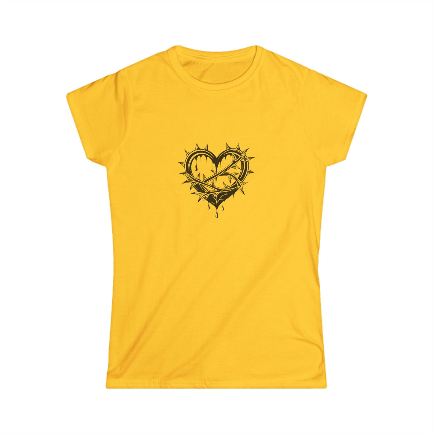 Women's Softstyle Tee with Heart Design, Casual Graphic T-Shirt, Gift for Her, Valentine’s Day Apparel, Trendy Outfit