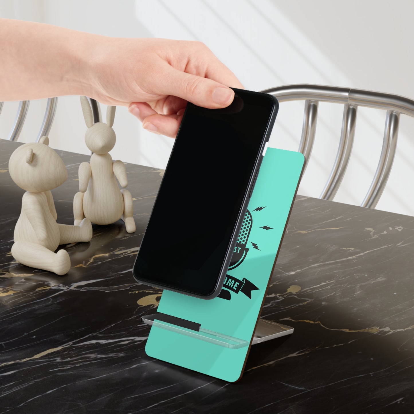 Podcast Mobile Phone Stand, Show Time Phone Holder, Desk Accessory, Gamer Gift, Home Office Decor, Streamer Stand