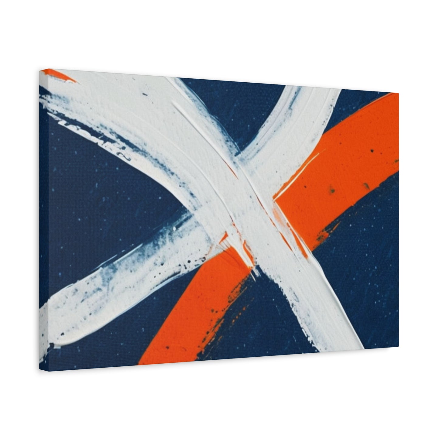 Abstract Navy & Orange Brushstroke Canvas