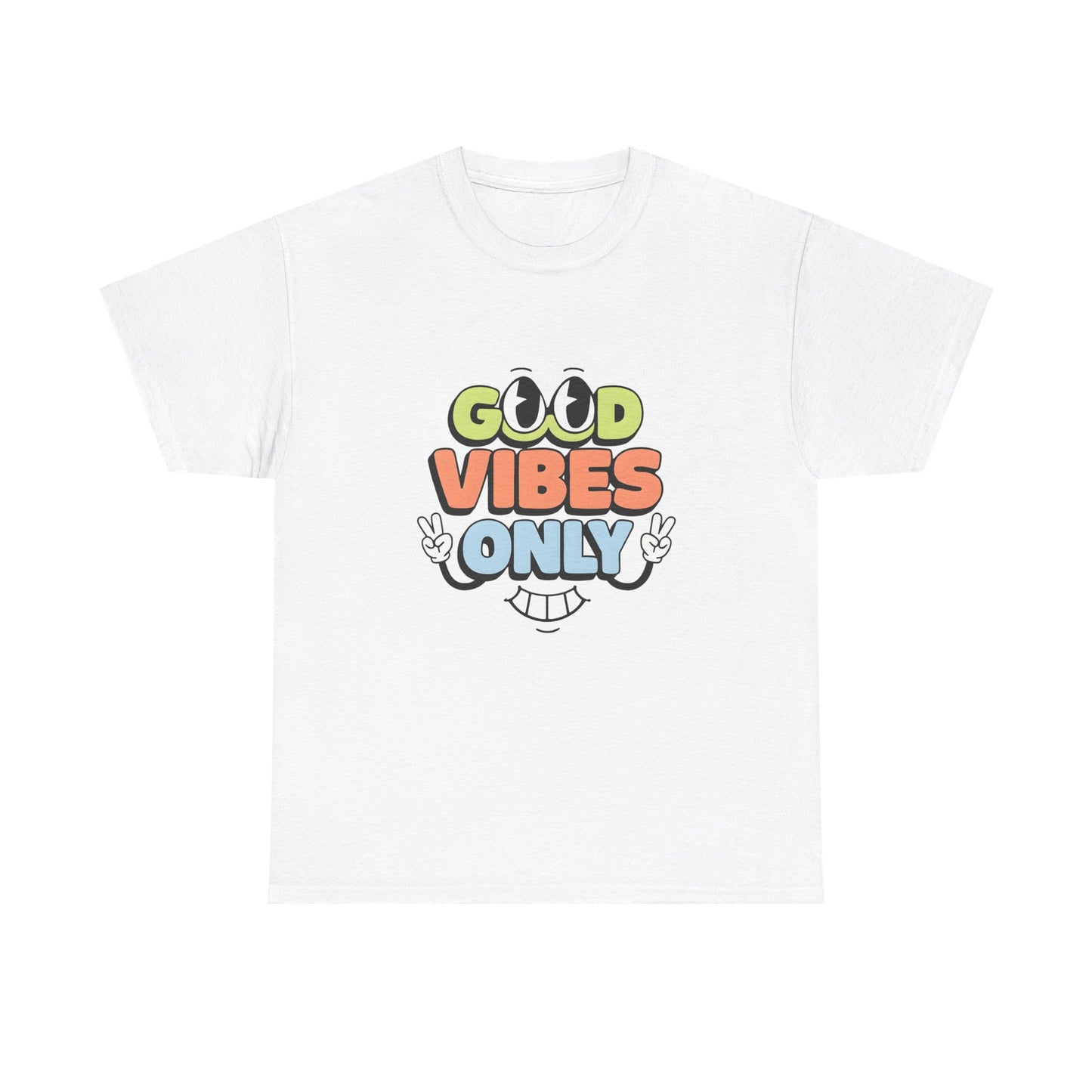 Good Vibes Only Unisex Heavy Cotton Tee, Casual Tee, Positive Message Shirt, Summer Fashion, Gift for Friends, Outdoor Wear