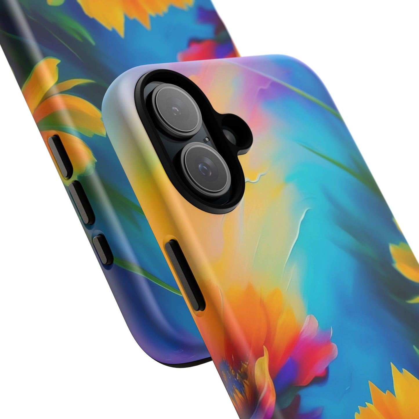 Floral Burst Tough Phone Case — Vibrant Watercolor Flowers Protective Cover