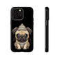 Pug Phone Case – Cute Pug Puppy Illustration on Black Tough Case