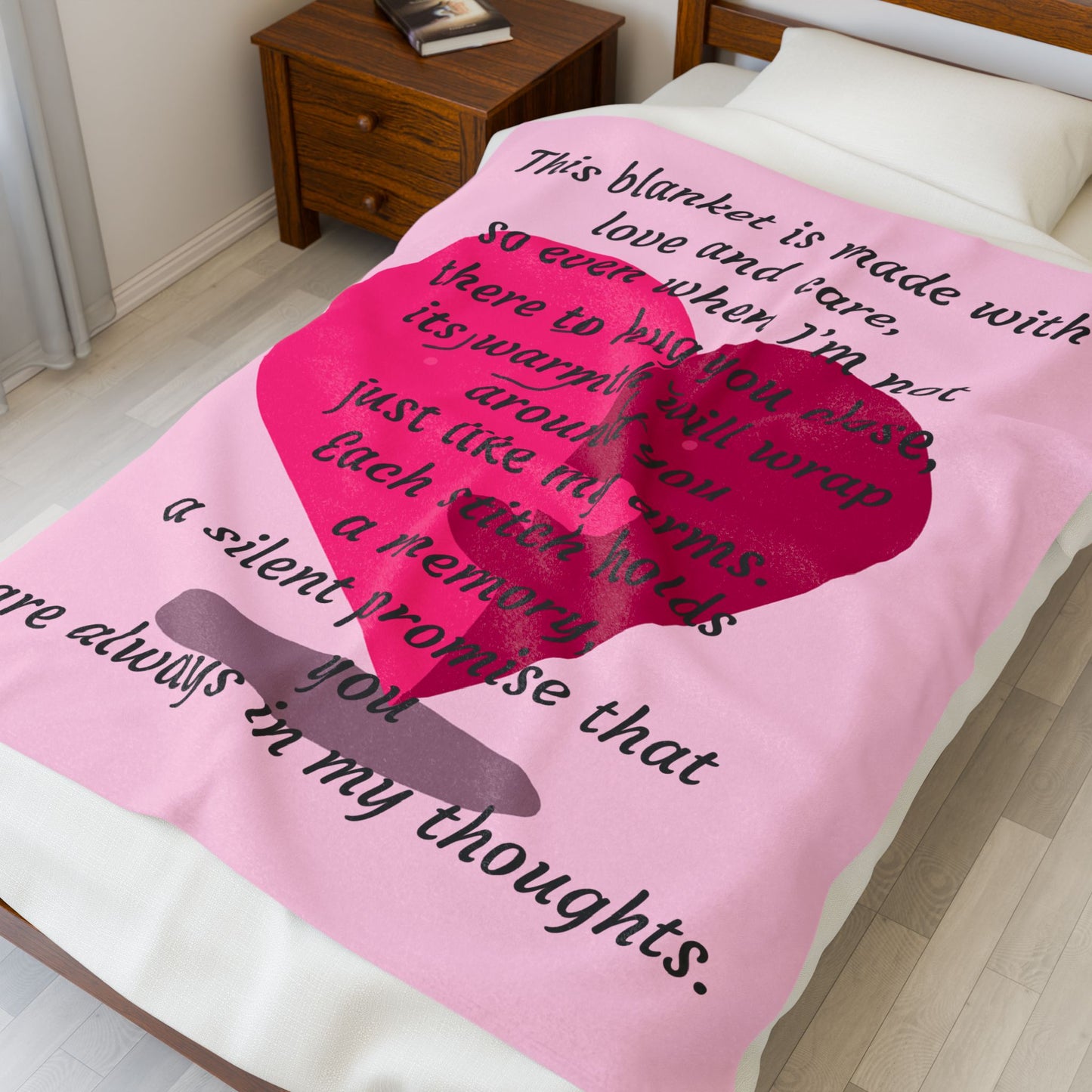 Memorial Heart Velveteen Plush Blanket — "This blanket is made with love and care" Comfort Throw