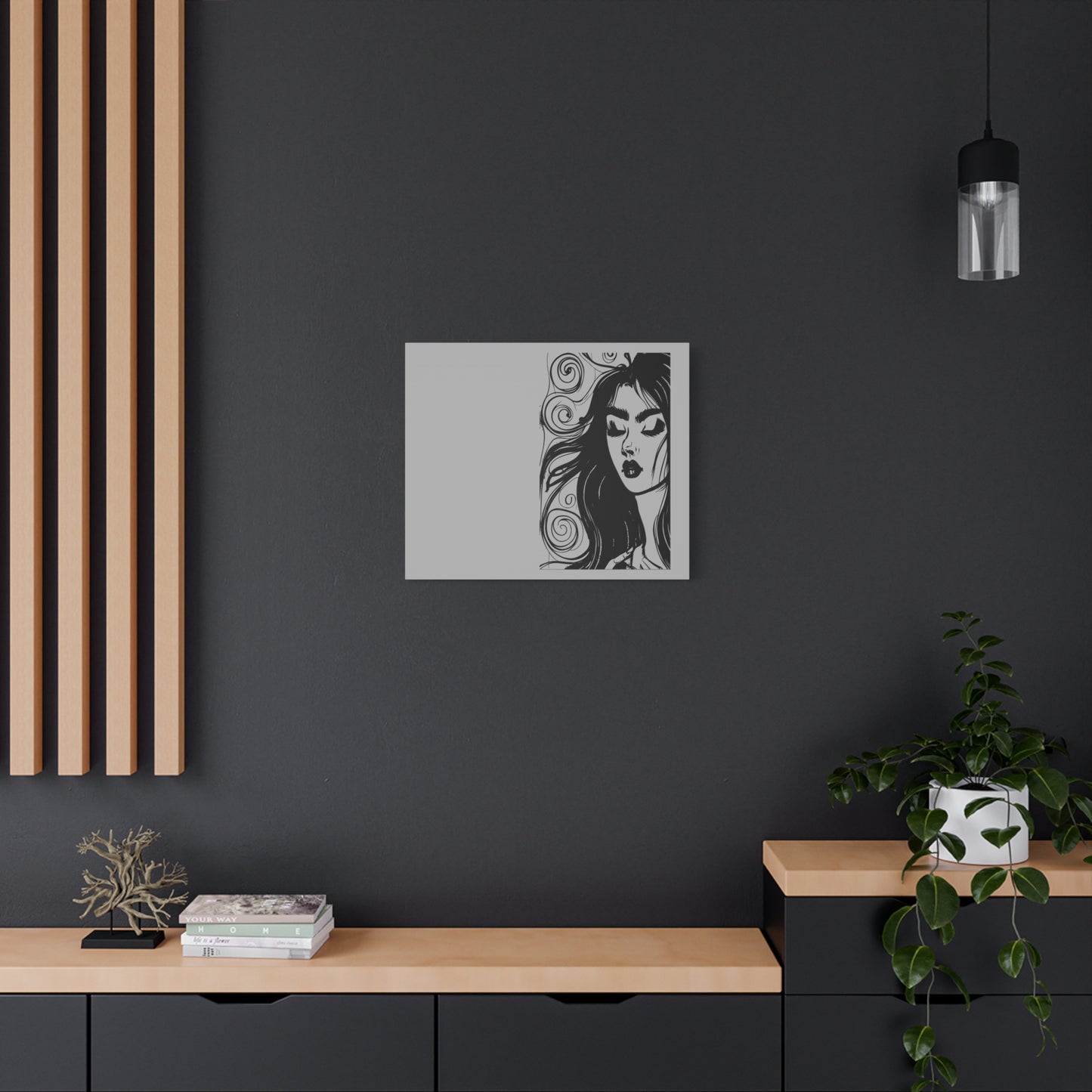 Gothic Woman Portrait Canvas Art — Matte Stretched Wall Decor