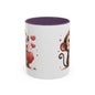 Cute Monkey Love Coffee Mug, Valentine's Gift, Animal Lover's Mug, Heartfelt Coffee Cup, Fun Kitchen Decor