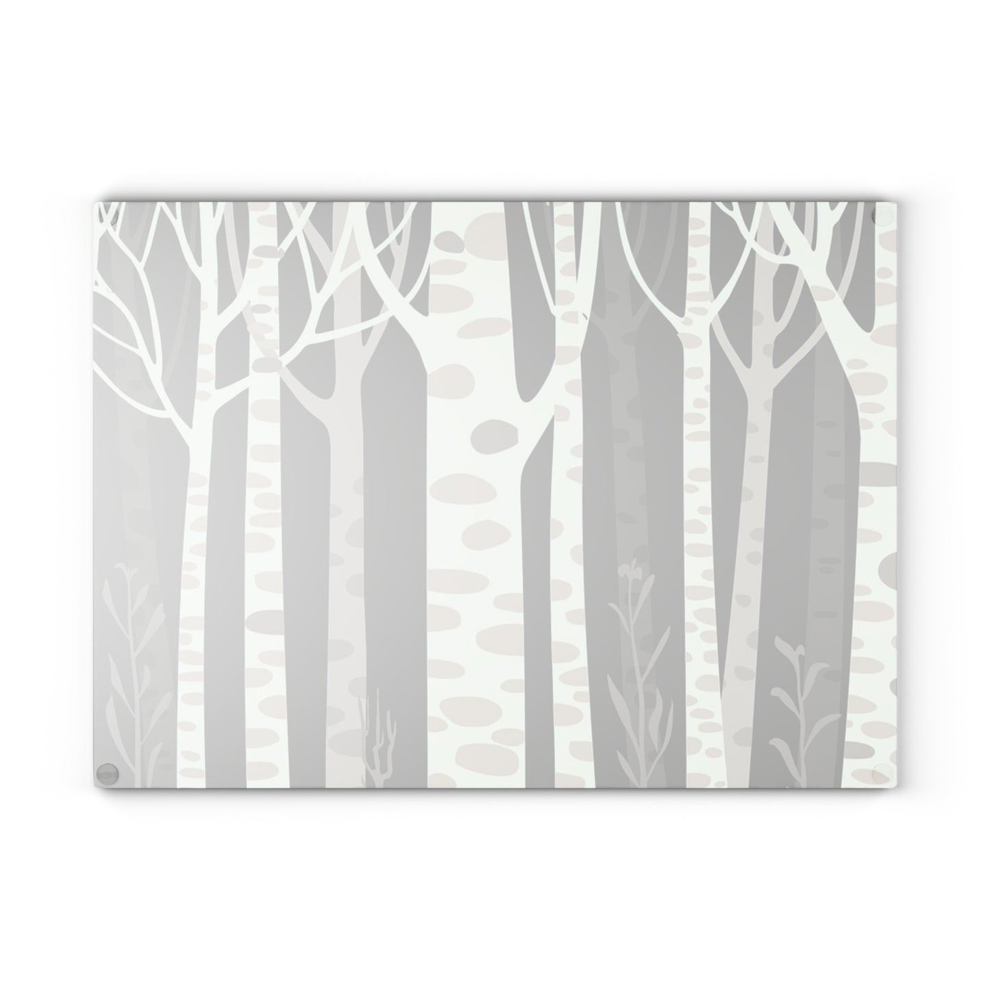 Birch Forest Glass Cutting Board – Monochrome Woodland Kitchen Decor