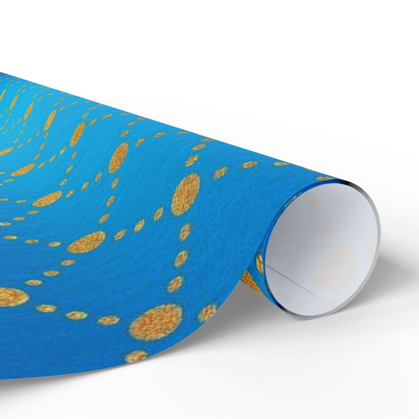 Blue Gold Dotted Swirl Wrapping Paper Roll — Decorative Gift Wrap