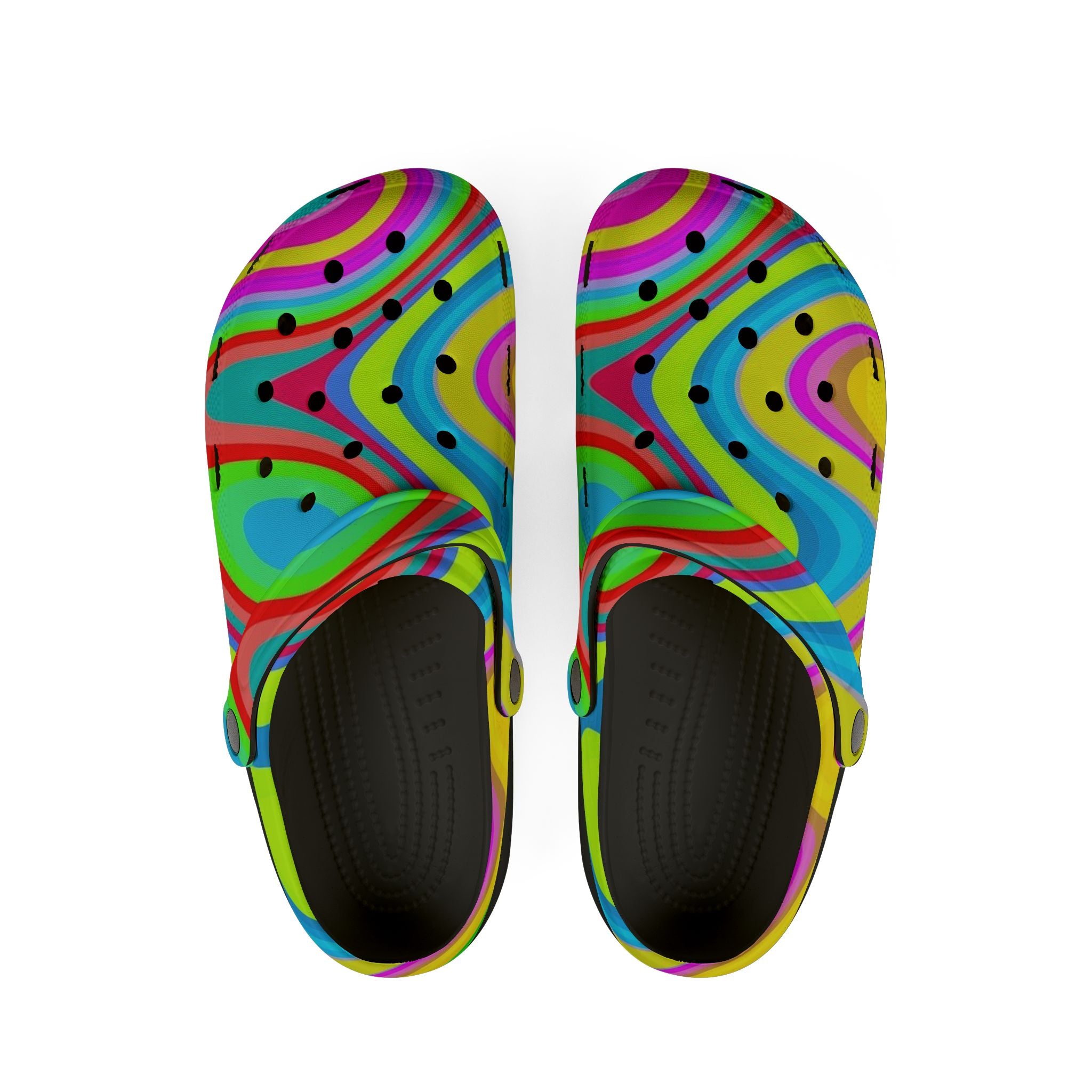 Colorful Swirl Clog Shoes — Vibrant Tie-Dye EVA Foam Slip-Ons