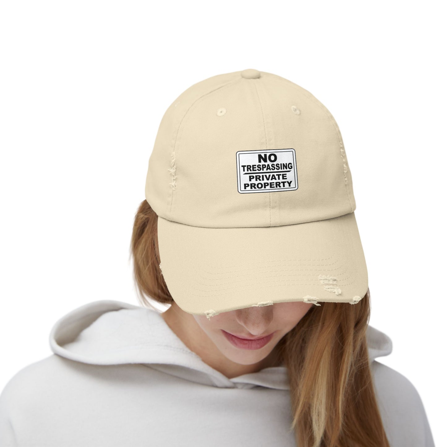 Unisex Distressed Cap - No Trespassing