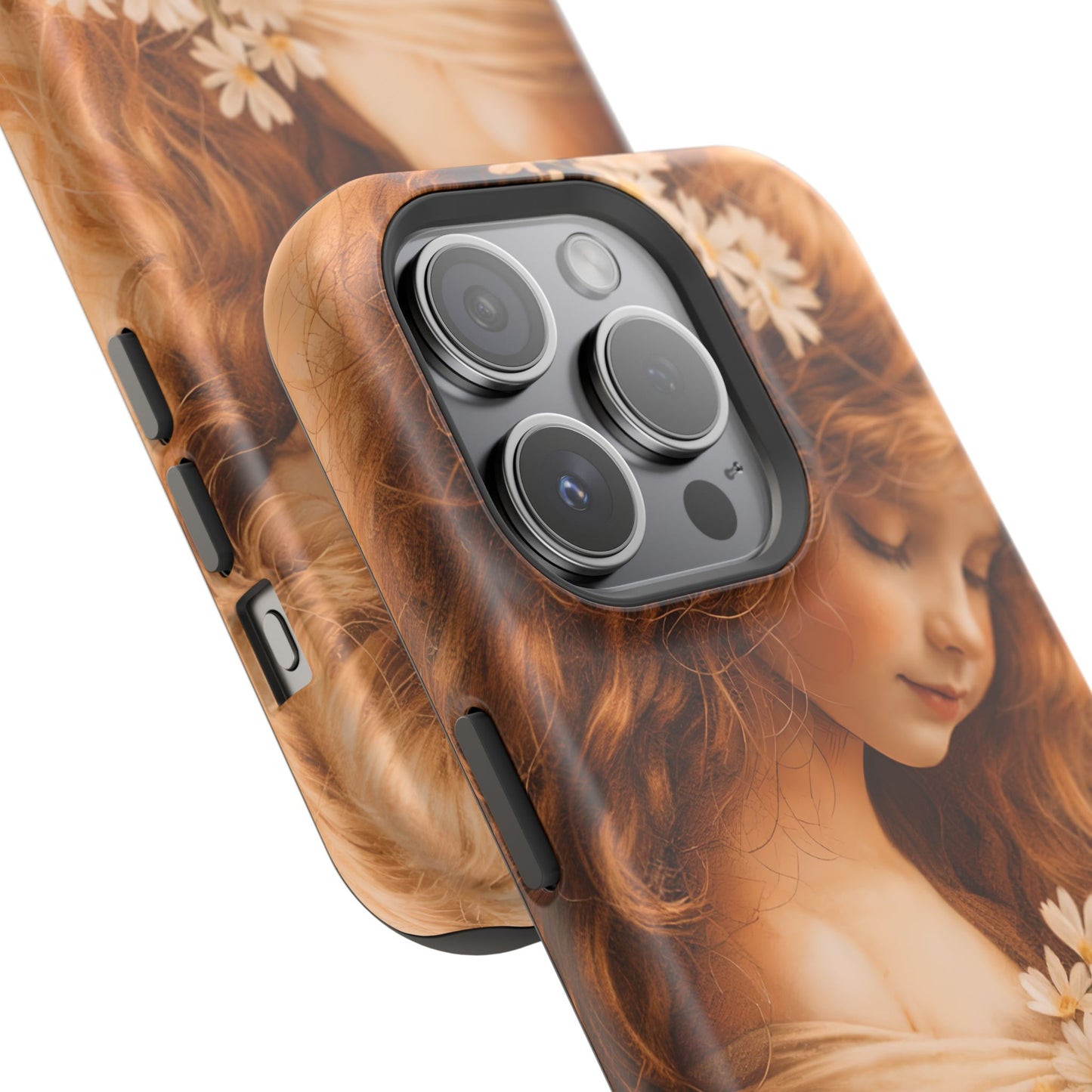 Vintage Floral Girl Magnetic Impact Phone Case — Protective iPhone Cover with Sepia Art