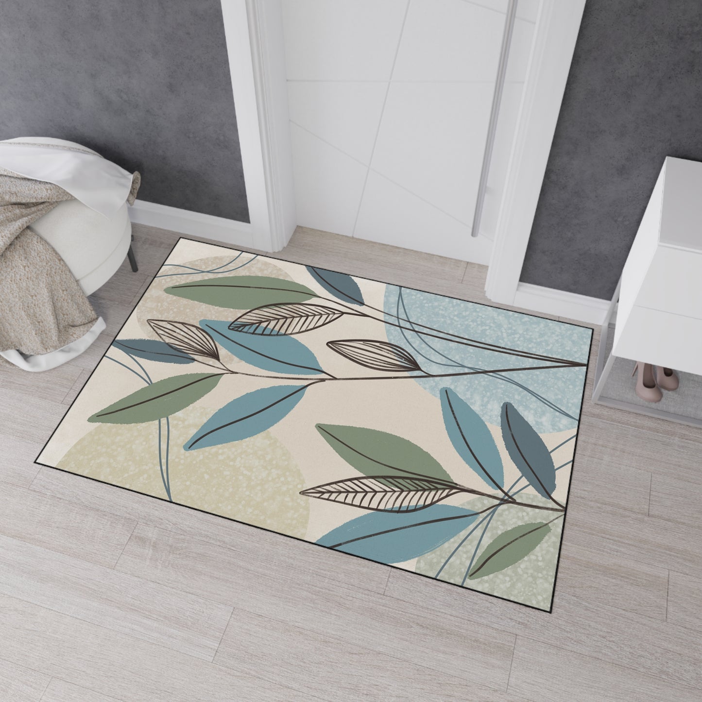 Leaf Pattern Heavy-Duty Floor Mat — Durable Indoor Entry Rug for Kitchen & Mudroom