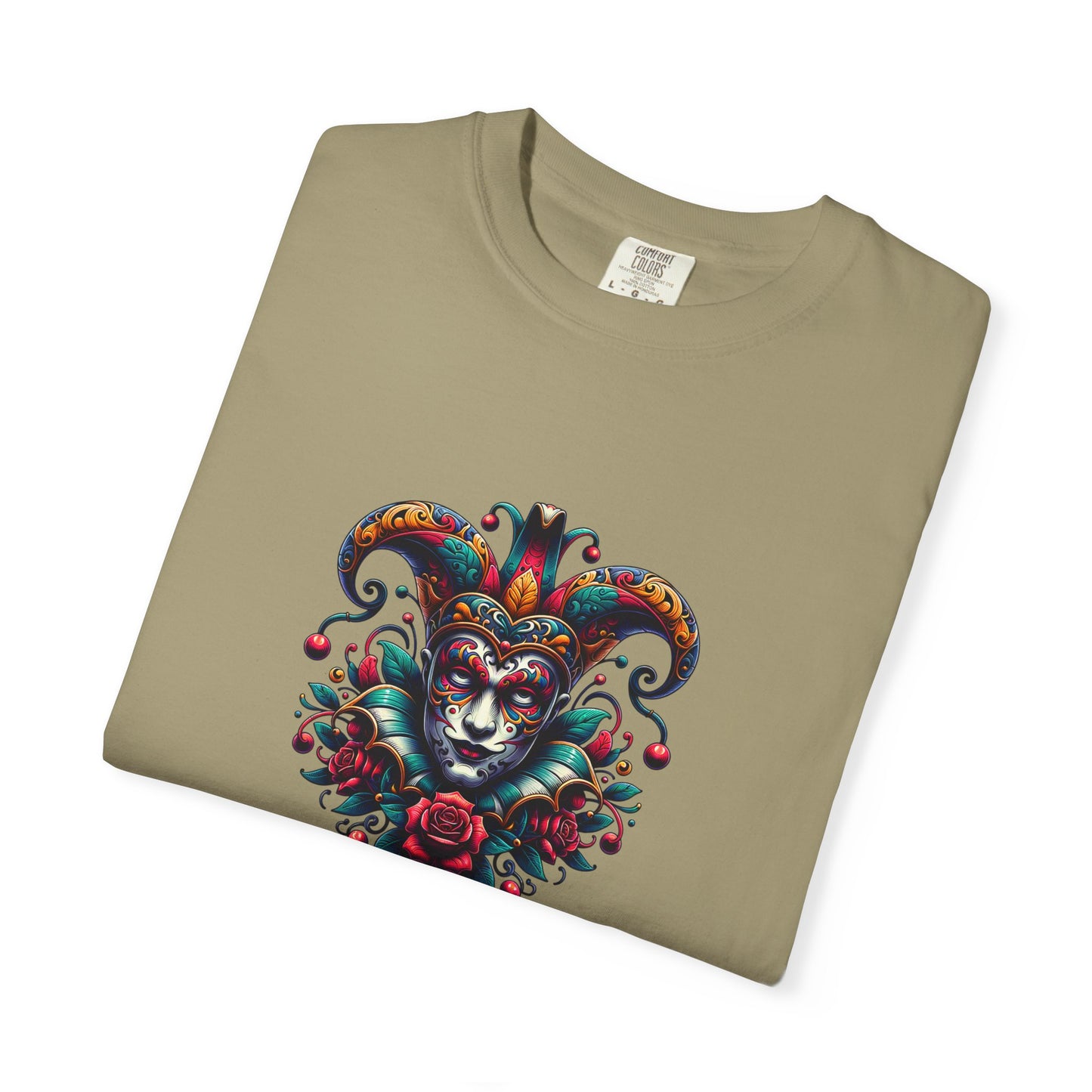 Vibrant Graphic Unisex T-Shirt with Floral Mask Design, Casual Wear, Festival Outfit, Gift for Friends, Unique Fashion Statement