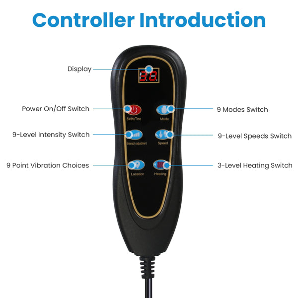 Electric Massage Mattress Vibrating Heating Infrared Massager Cushion For Neck Back Foot Full Body Pain Stress Relief Body Relax