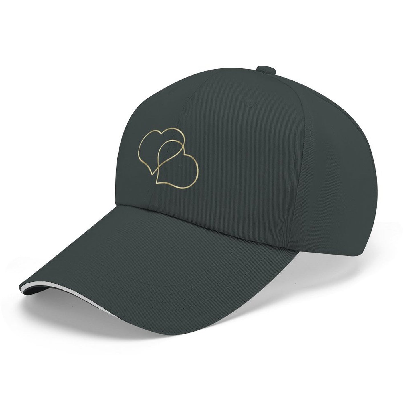 Baseball Cap for Men Women Curved Visor Sandwich -Gold Hearts
