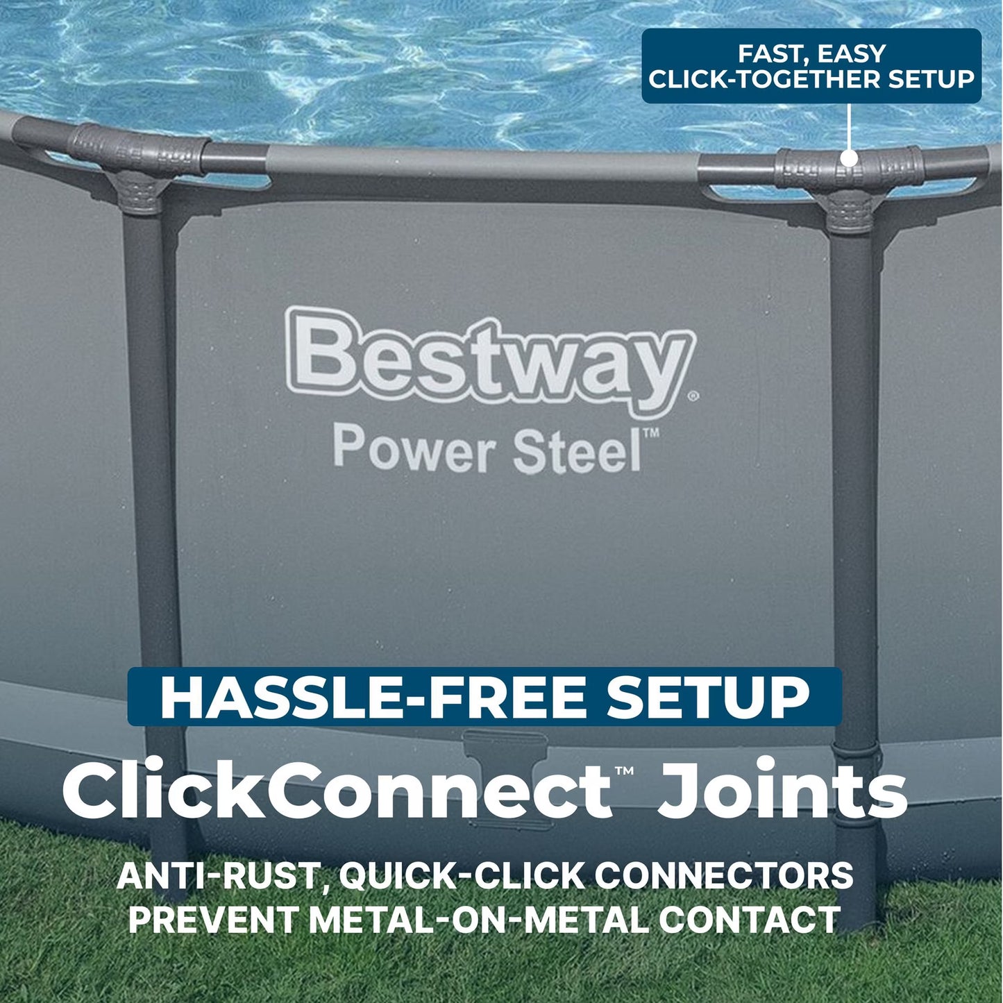 Power Steel 18’ x 48” Round Above Ground Pool Set