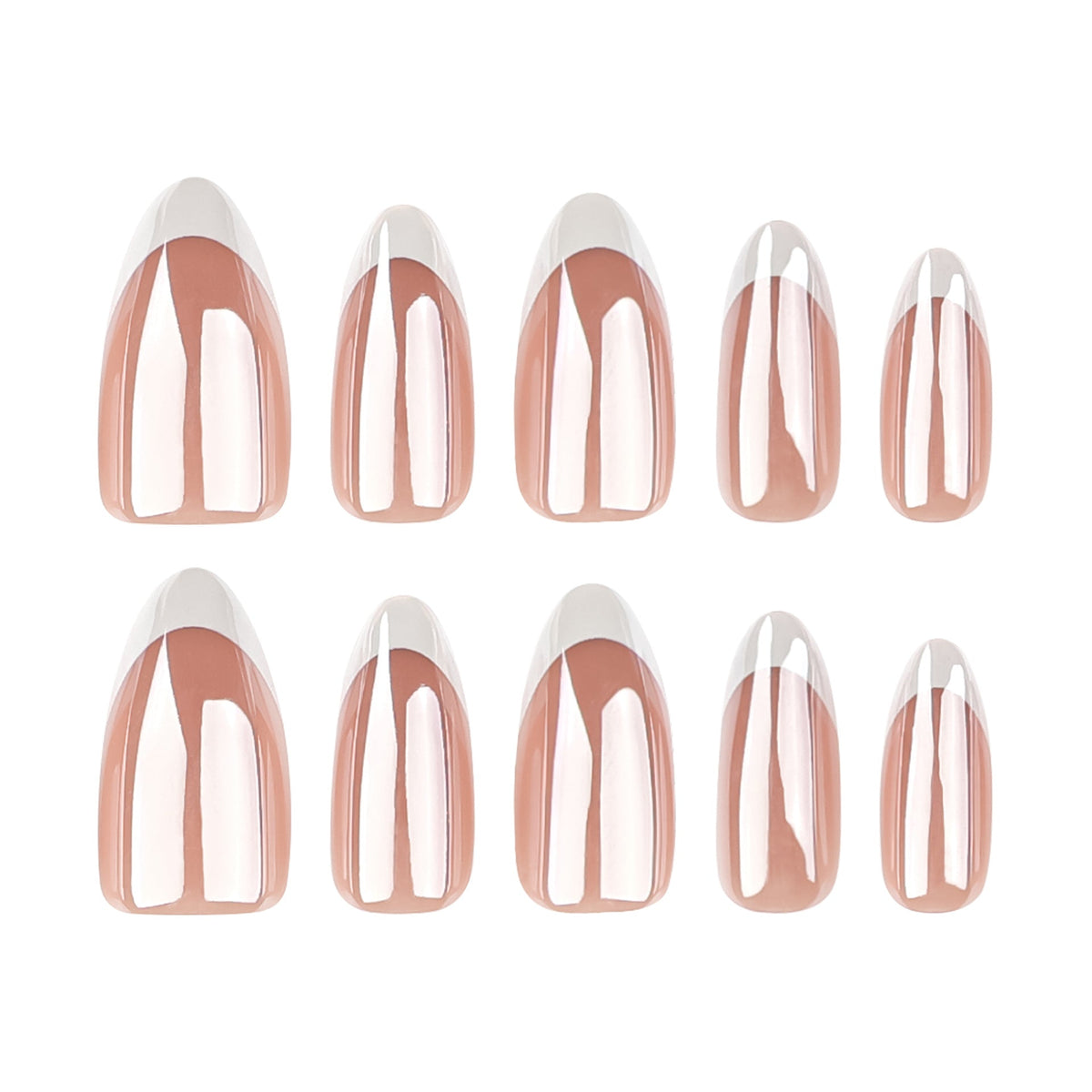 Simple French white short almond nail art – Image 5