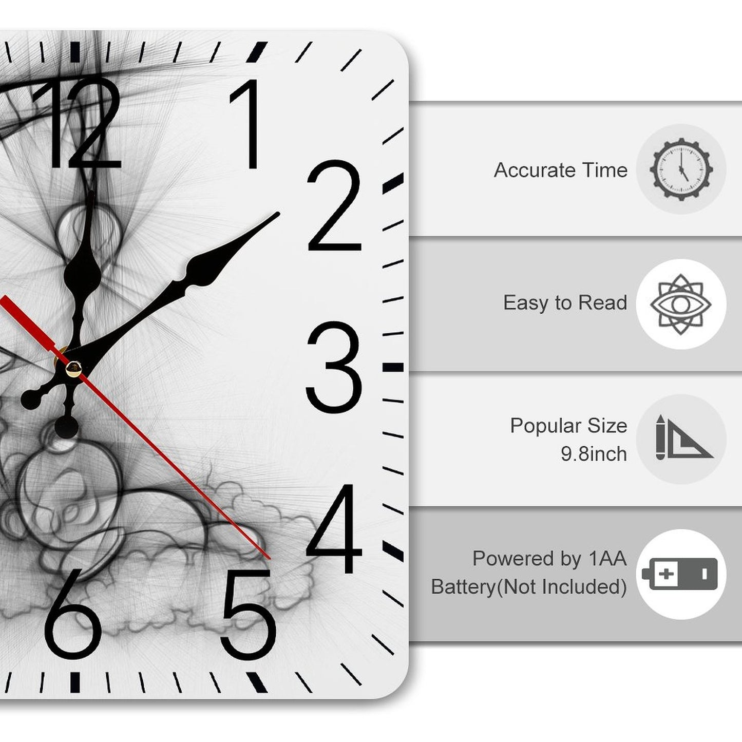 Square Wall Clock-9.8"x9.8"/25x25cm