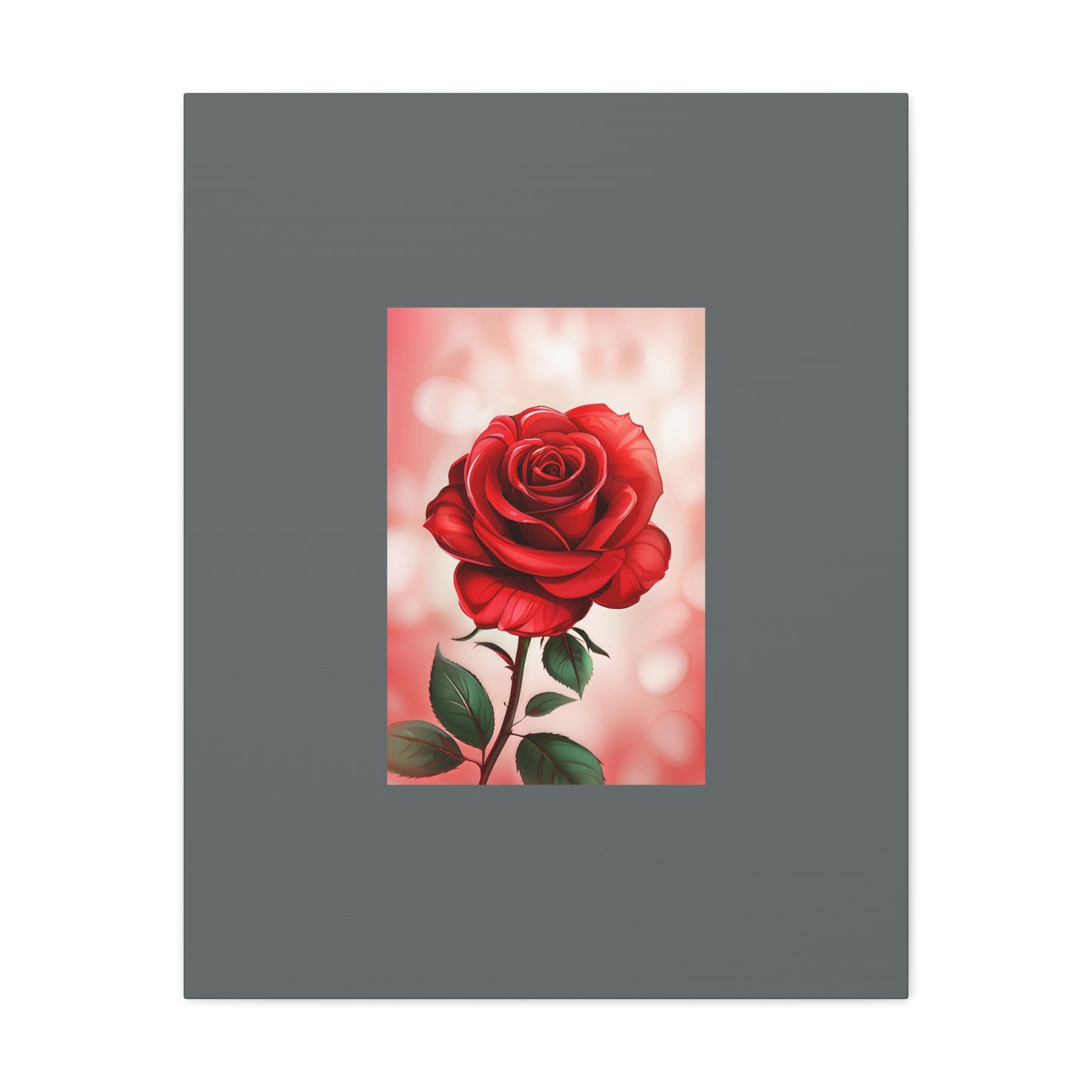 Red Rose Vertical Matte Canvas Print — Romantic Floral Wall Art