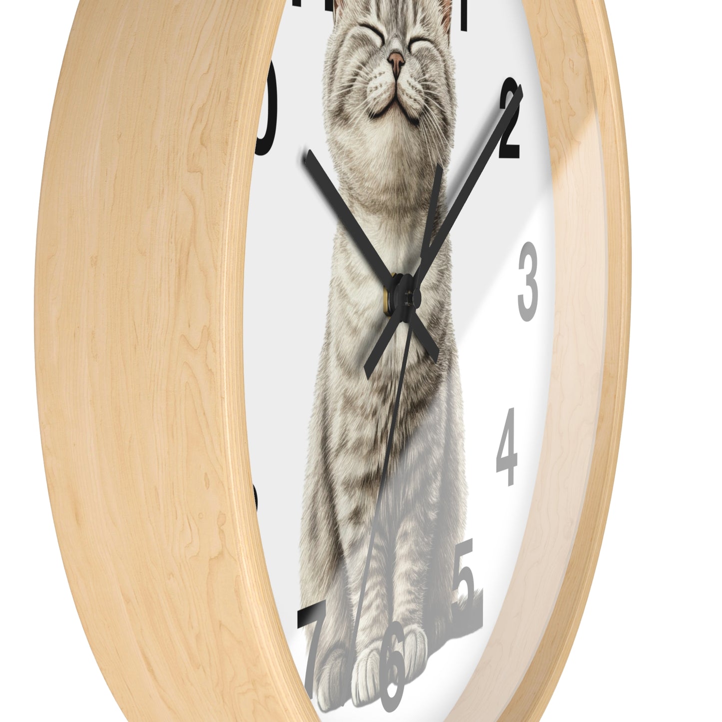 Smiling Tabby Cat Wall Clock — Cute Kitten Home Decor Clock