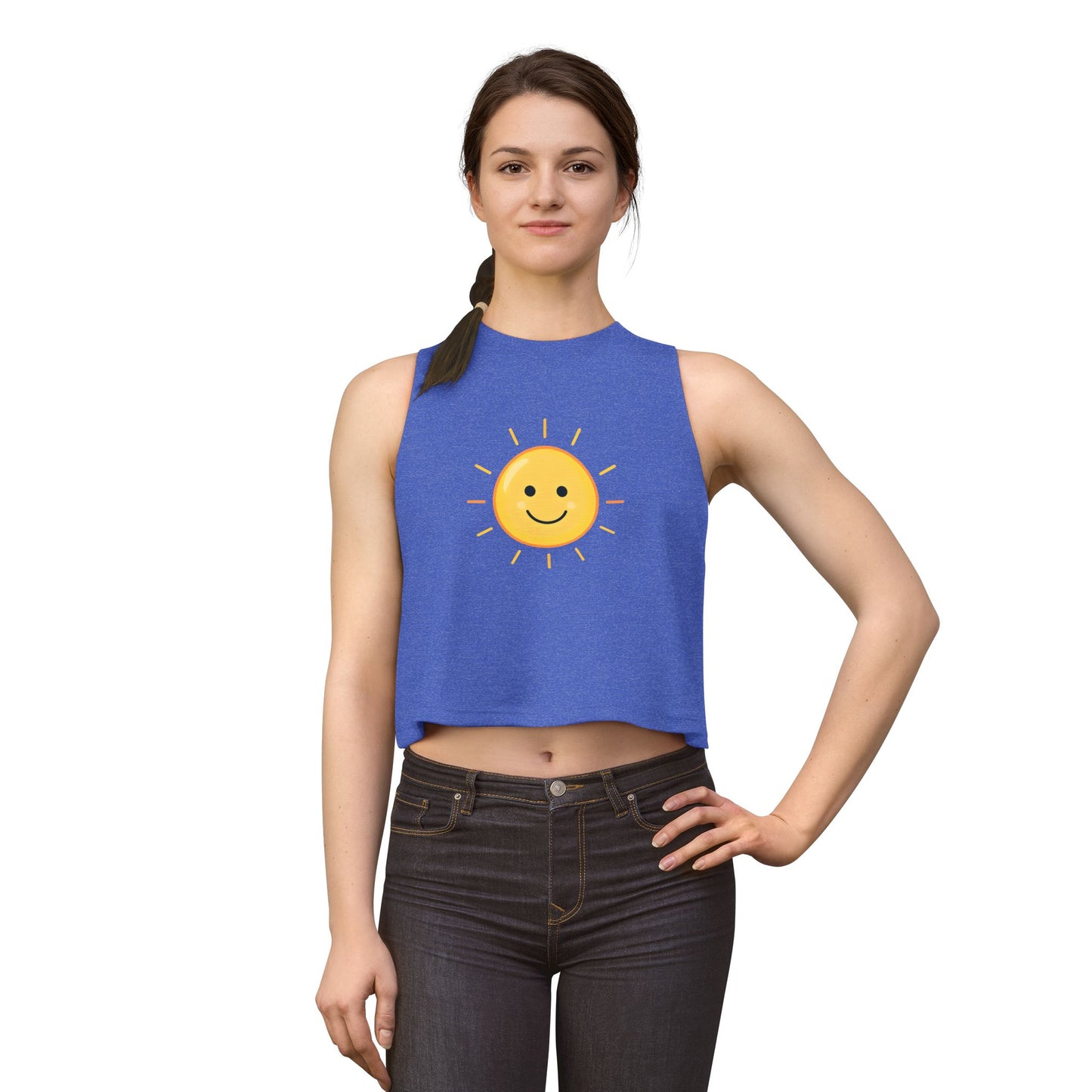 Smiley Sun Crop Top — Cute Sunny Face Women's Tank