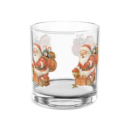 Festive Santa Rocks Glass, Perfect for Holiday Gatherings, Christmas Cheer, Unique Gift for Loved Ones, Cocktail Enthusiasts, 10oz Capacity