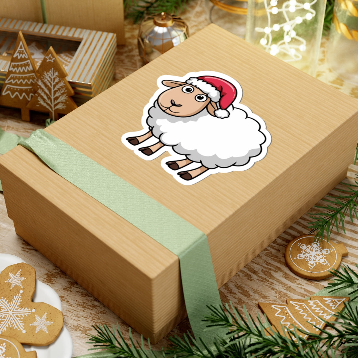 Christmas Sheep Kiss-Cut Stickers, Cute Holiday Decor, Laptop Stickers, Gift Ideas for Kids, Festive Scrapbooking