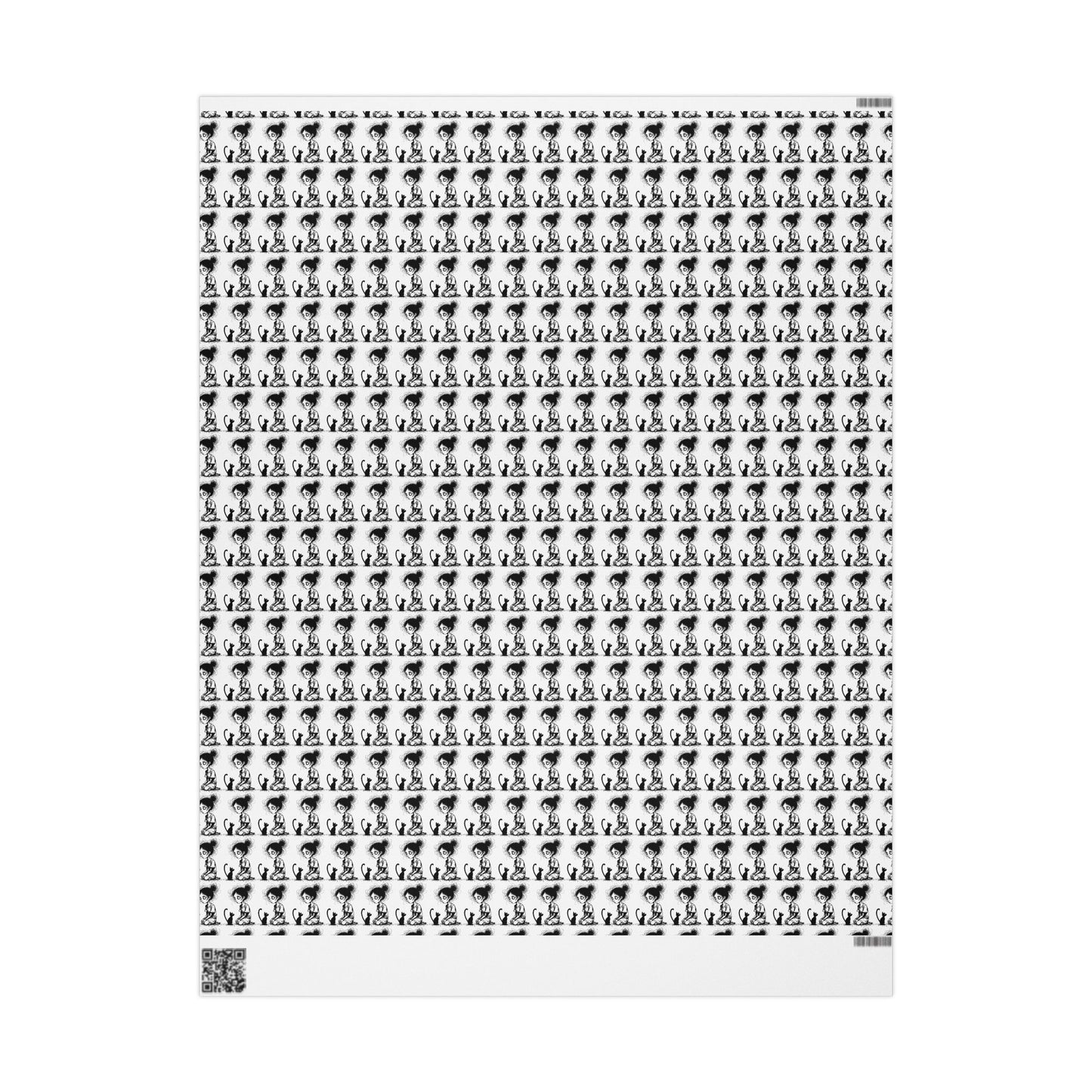 Wrapping Paper Roll — Black & White Repeating Eye Pattern