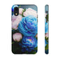 Floral Blue Peony Phone Case — Protective Tough Case with Pink & Blue Blooms