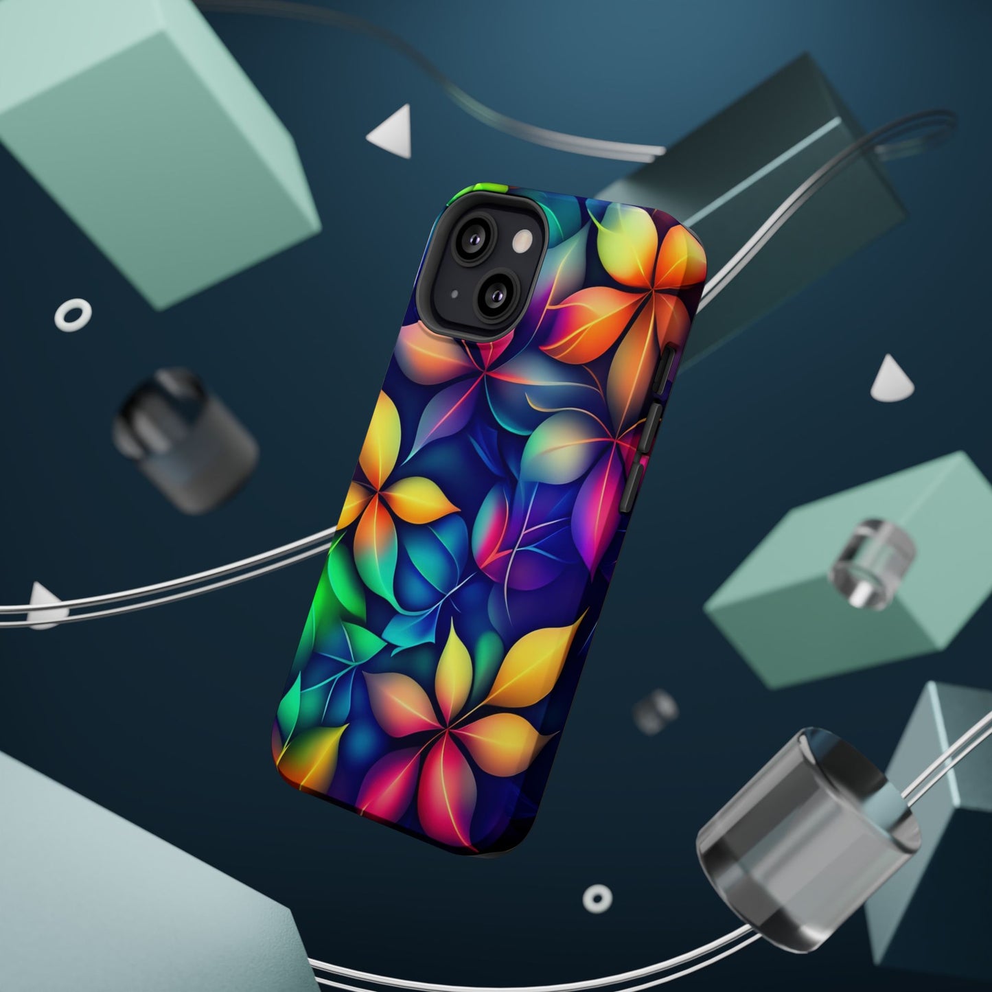 Floral Prism Magnetic Impact-Resistant Phone Case — Colorful Gradient Petal Design