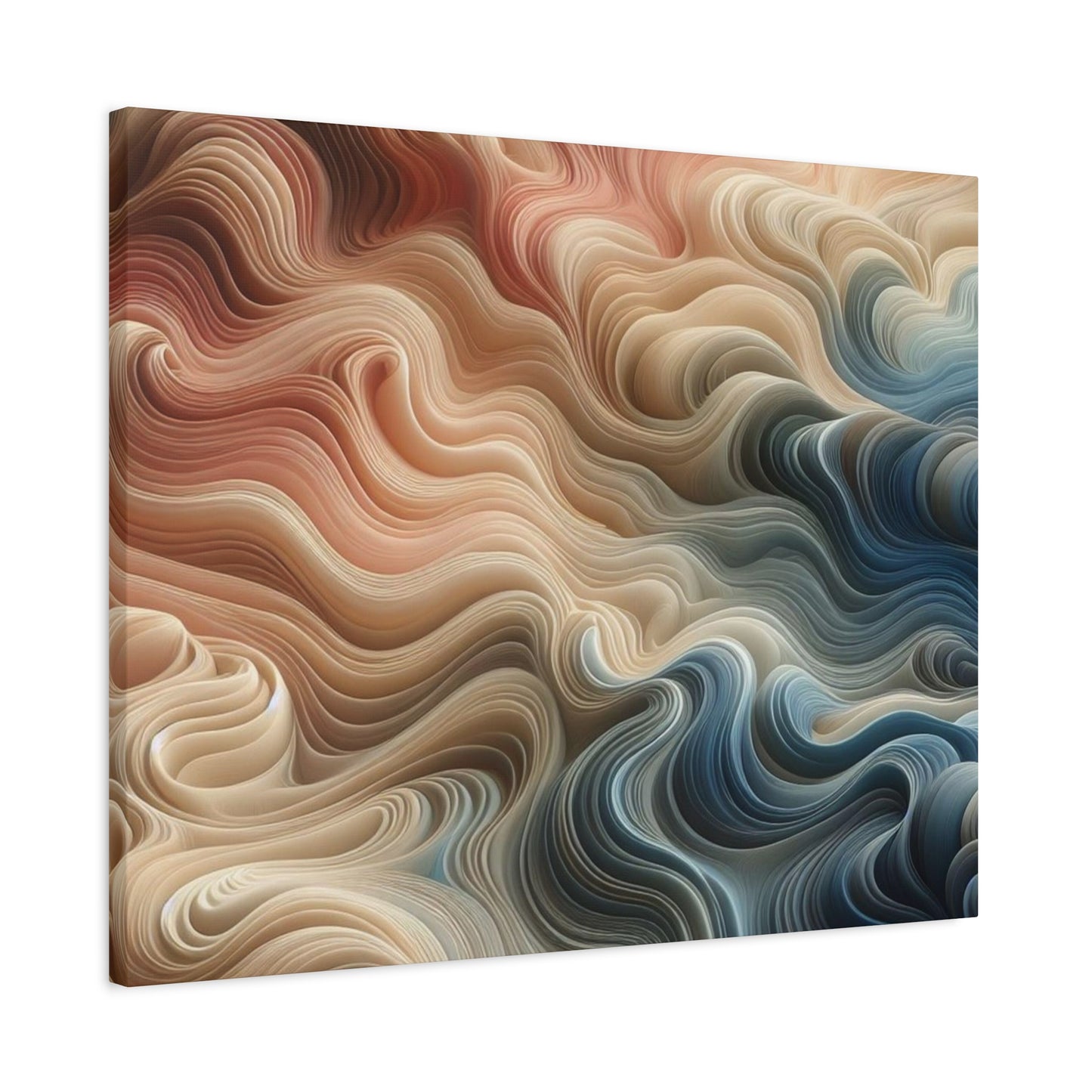 Abstract Swirl Matte Canvas Wall Art — Fluid Earth Tones, Stretched 1.25"