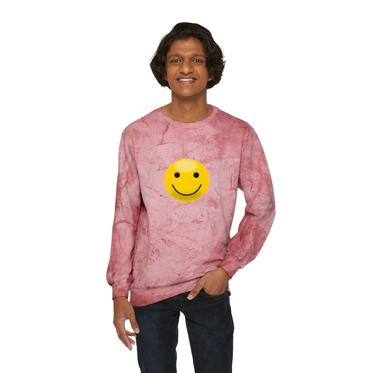 Cheerful Tie-Dye Crewneck Sweatshirt | Smiley Face Unisex Sweatshirt