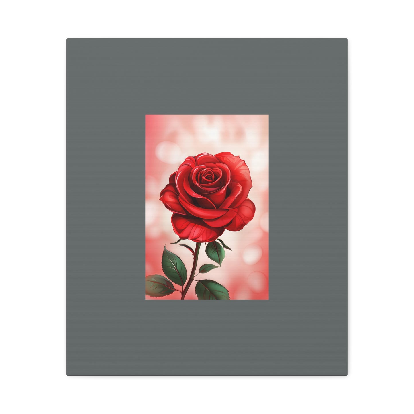 Red Rose Vertical Matte Canvas Print — Romantic Floral Wall Art